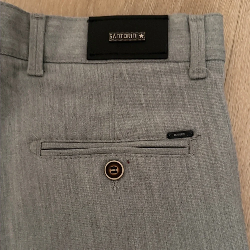 Tailored Gray Cotton-Blend Chinos for Men Size 34
